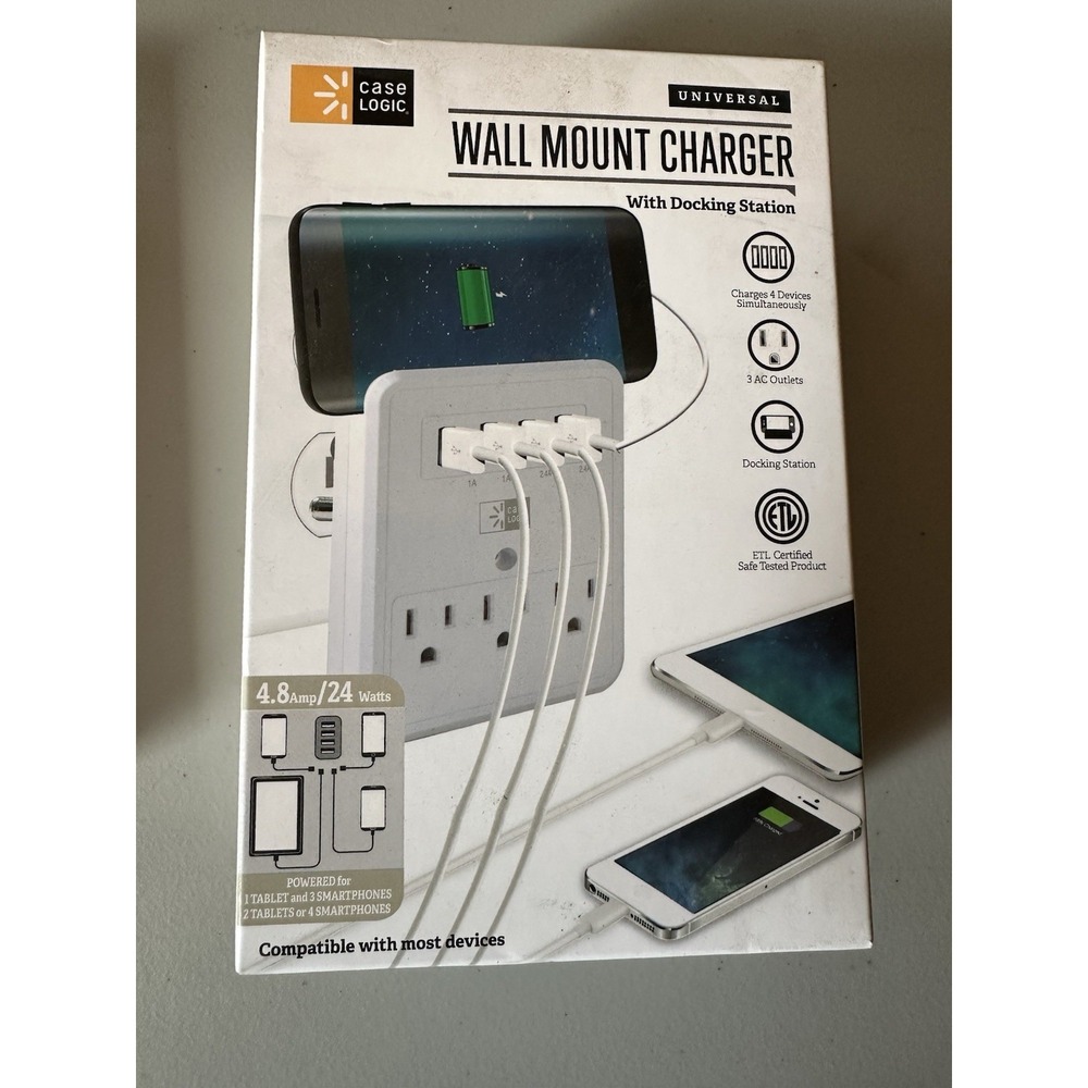 Case Logic Universal Wall Mount Charger With Docking Station New